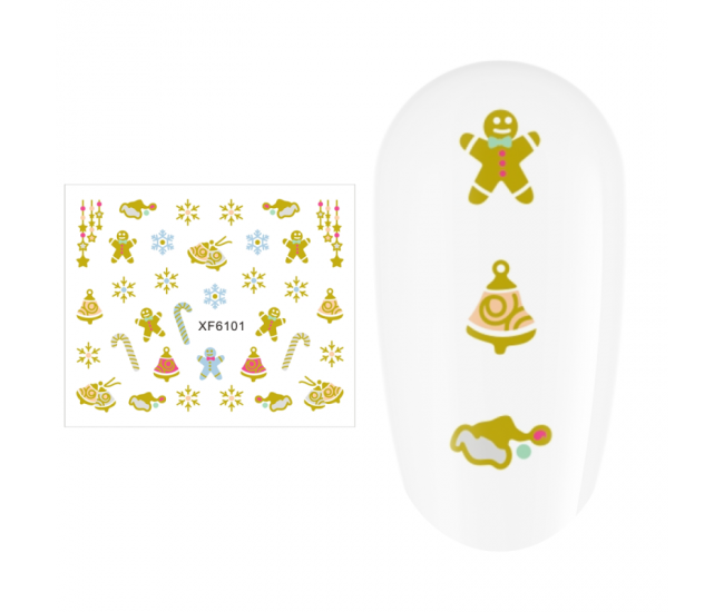 Sticker nail art Lila Rossa, pentru Craciun, Revelion si iarna, 7.2 x 10.5 cm, xf6101