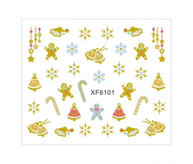 Sticker nail art Lila Rossa, pentru Craciun, Revelion si iarna, 7.2 x 10.5 cm, xf6101