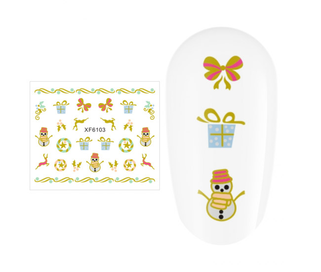 Sticker nail art Lila Rossa, pentru Craciun, Revelion si iarna, 7.2 x 10.5 cm, xf6103