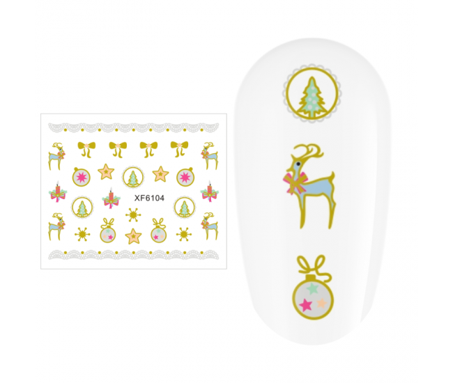 Sticker nail art Lila Rossa, pentru Craciun, Revelion si iarna, 7.2 x 10.5 cm, xf6104