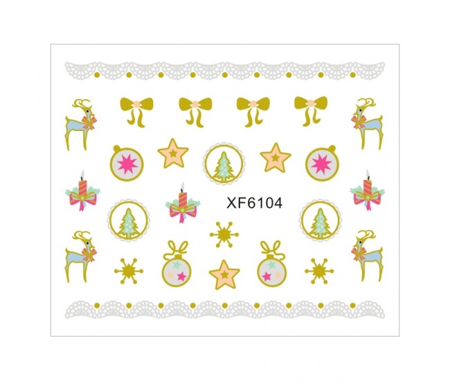 Sticker nail art Lila Rossa, pentru Craciun, Revelion si iarna, 7.2 x 10.5 cm, xf6104
