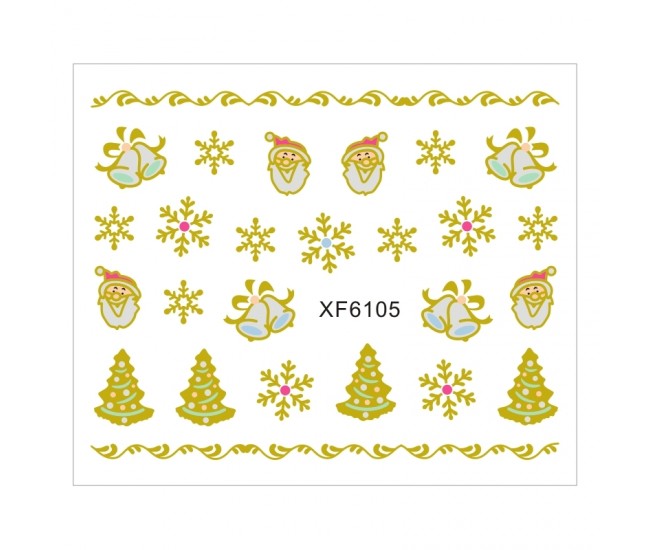 Sticker nail art Lila Rossa, pentru Craciun, Revelion si iarna, 7.2 x 10.5 cm, xf6105