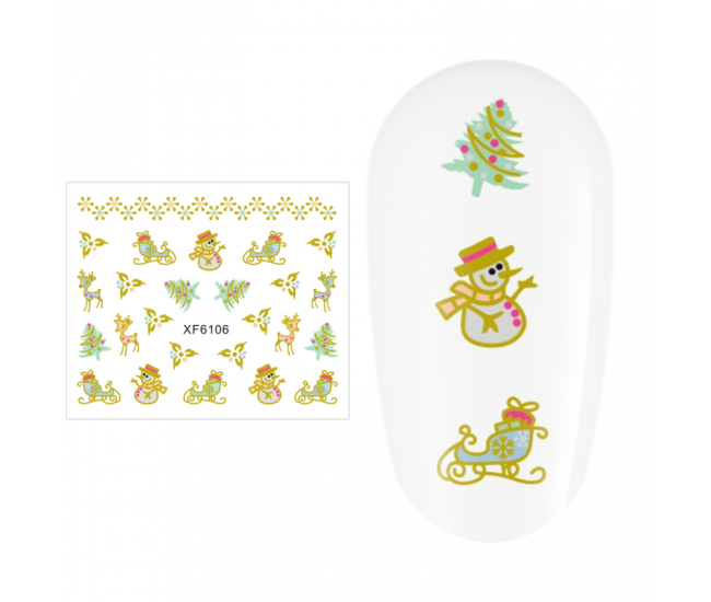 Sticker nail art Lila Rossa, pentru Craciun, Revelion si iarna, 7.2 x 10.5 cm, xf6106