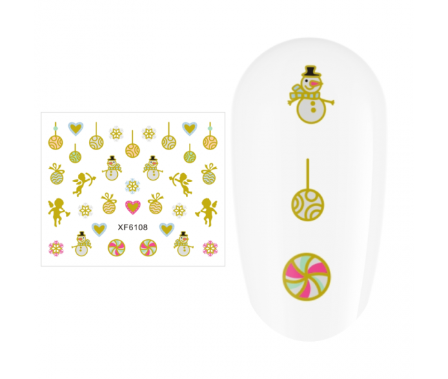 Sticker nail art Lila Rossa, pentru Craciun, Revelion si iarna, 7.2 x 10.5 cm, xf6108