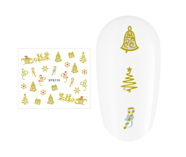 Sticker nail art Lila Rossa, pentru Craciun, Revelion si iarna, 7.2 x 10.5 cm, xf6110