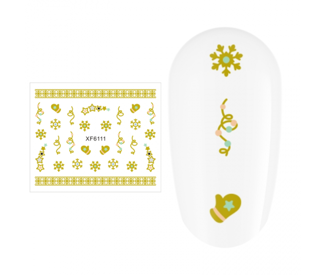 Sticker nail art Lila Rossa, pentru Craciun, Revelion si iarna, 7.2 x 10.5 cm, xf6111