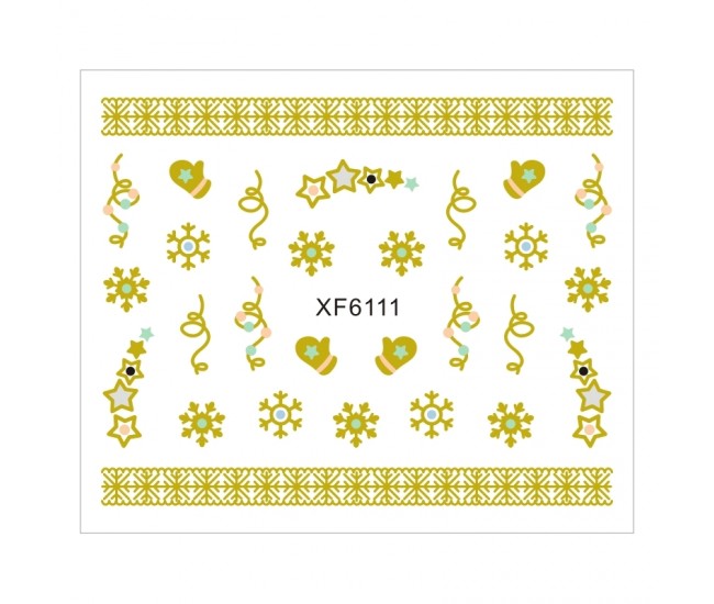 Sticker nail art Lila Rossa, pentru Craciun, Revelion si iarna, 7.2 x 10.5 cm, xf6111