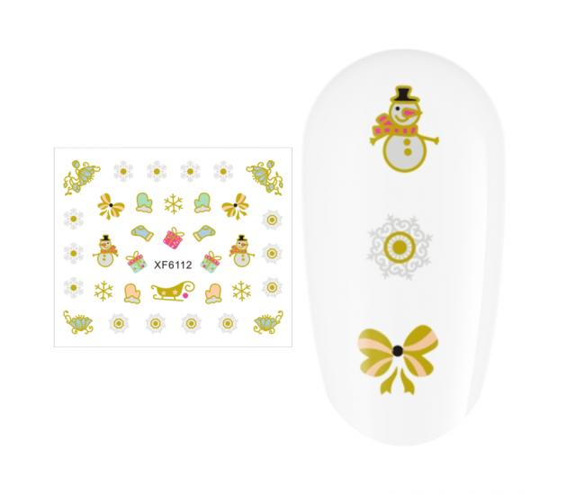 Sticker nail art Lila Rossa, pentru Craciun, Revelion si iarna, 7.2 x 10.5 cm, xf6112