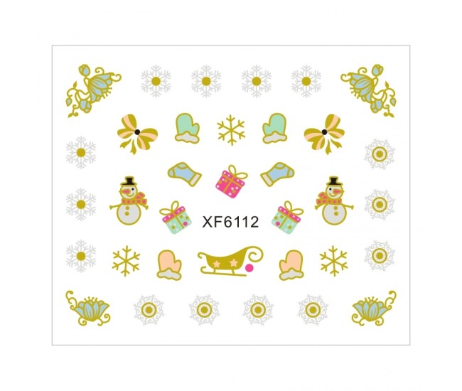 Sticker nail art Lila Rossa, pentru Craciun, Revelion si iarna, 7.2 x 10.5 cm, xf6112