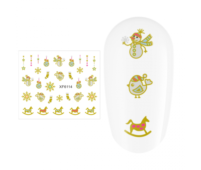 Sticker nail art Lila Rossa, pentru Craciun, Revelion si iarna, 7.2 x 10.5 cm, xf6114