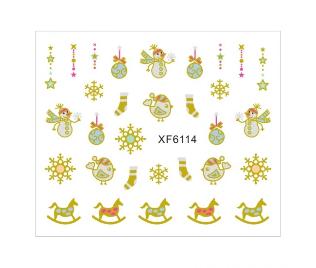 Sticker nail art Lila Rossa, pentru Craciun, Revelion si iarna, 7.2 x 10.5 cm, xf6114