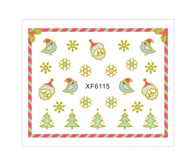 Sticker nail art Lila Rossa, pentru Craciun, Revelion si iarna, 7.2 x 10.5 cm, xf6115