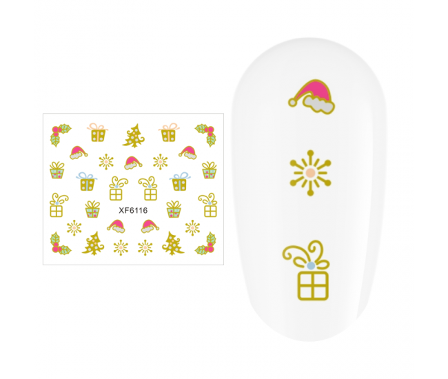 Sticker nail art Lila Rossa, pentru Craciun, Revelion si iarna, 7.2 x 10.5 cm, xf6116