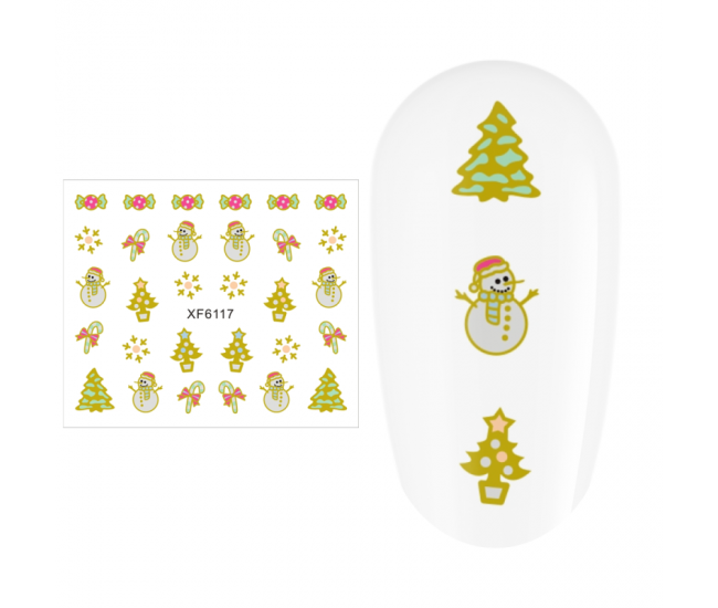Sticker nail art Lila Rossa, pentru Craciun, Revelion si iarna, 7.2 x 10.5 cm, xf6117
