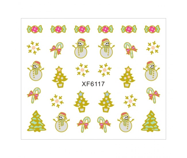 Sticker nail art Lila Rossa, pentru Craciun, Revelion si iarna, 7.2 x 10.5 cm, xf6117
