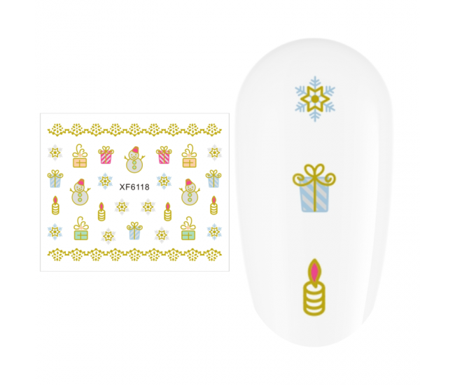 Sticker nail art Lila Rossa, pentru Craciun, Revelion si iarna, 7.2 x 10.5 cm, xf6118