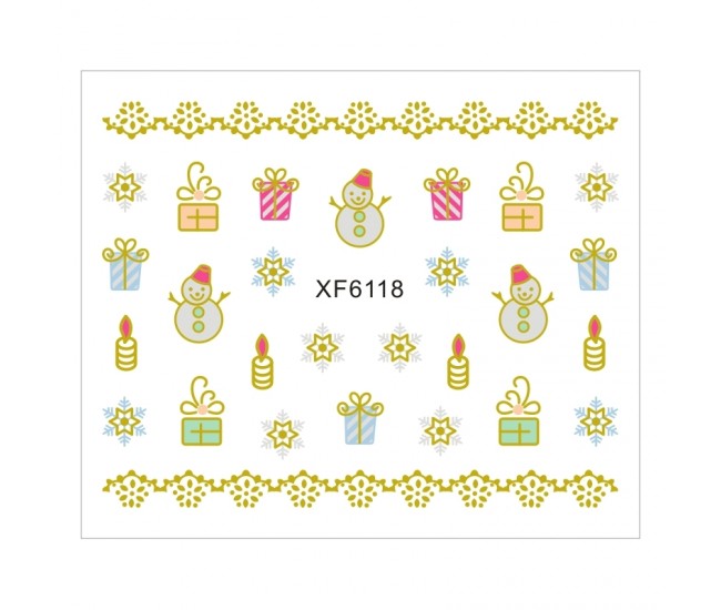 Sticker nail art Lila Rossa, pentru Craciun, Revelion si iarna, 7.2 x 10.5 cm, xf6118