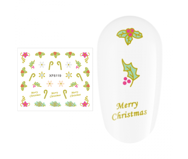 Sticker nail art Lila Rossa, pentru Craciun, Revelion si iarna, 7.2 x 10.5 cm, xf6119