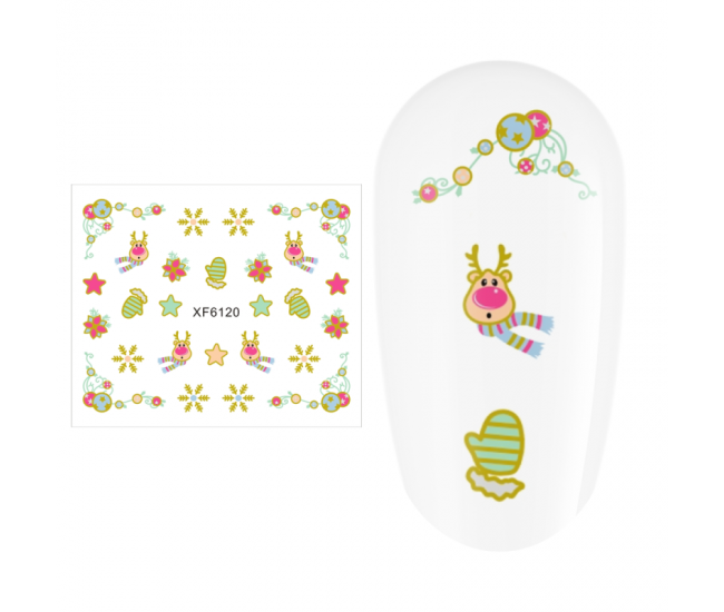 Sticker nail art Lila Rossa, pentru Craciun, Revelion si iarna, 7.2 x 10.5 cm, xf6120