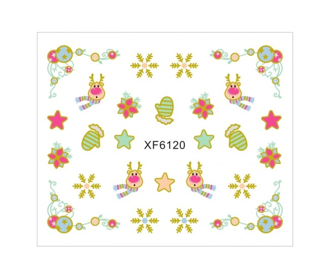 Sticker nail art Lila Rossa, pentru Craciun, Revelion si iarna, 7.2 x 10.5 cm, xf6120
