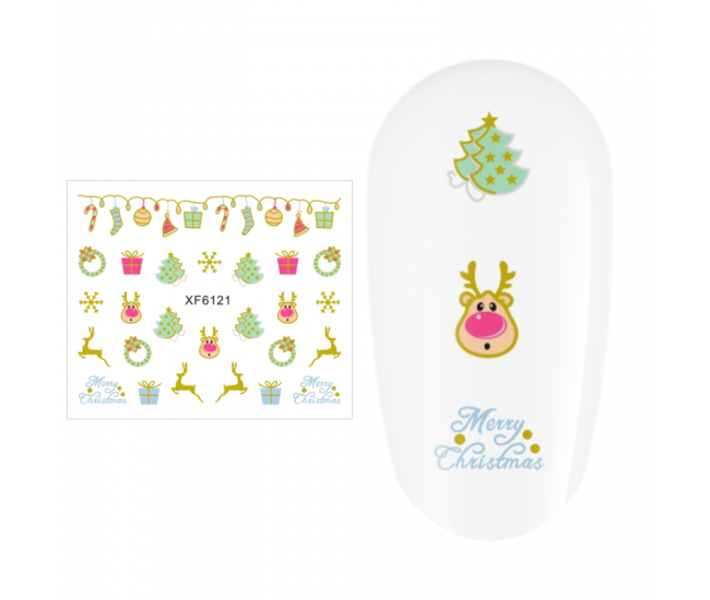 Sticker nail art Lila Rossa, pentru Craciun, Revelion si iarna, 7.2 x 10.5 cm, xf6121