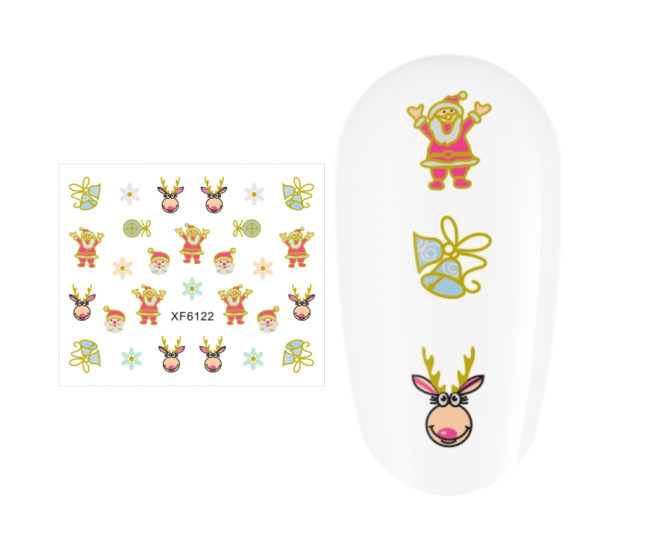 Sticker nail art Lila Rossa, pentru Craciun, Revelion si iarna, 7.2 x 10.5 cm, xf6122