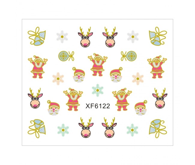 Sticker nail art Lila Rossa, pentru Craciun, Revelion si iarna, 7.2 x 10.5 cm, xf6122