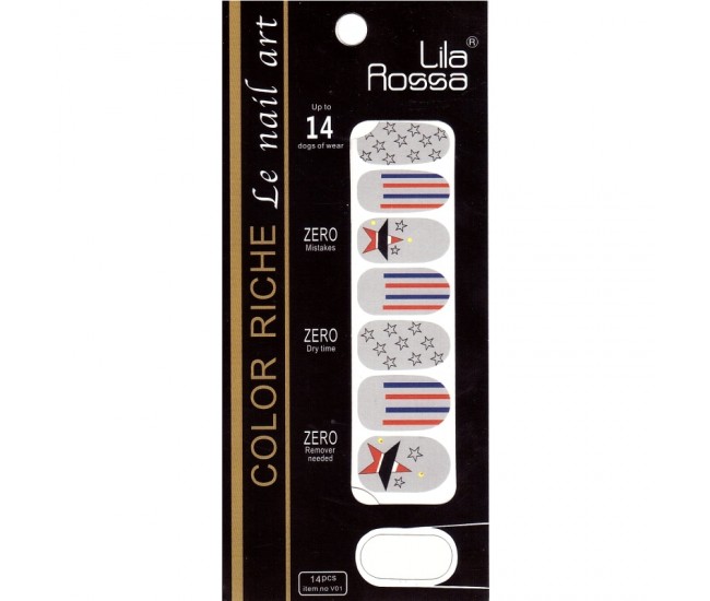 Sticker pentru unghii nail art, Lila Rossa, 14 in 1, nr 10