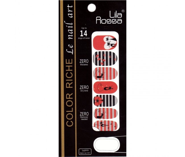 Sticker pentru unghii nail art, Lila Rossa, 14 in 1, nr 20