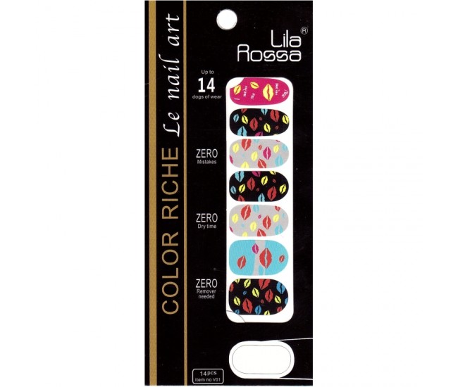 Sticker pentru unghii nail art, Lila Rossa, 14 in 1, nr 23