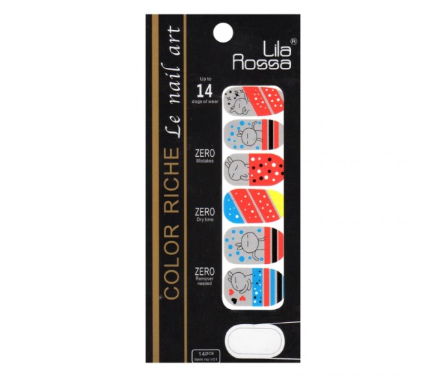 Sticker pentru unghii nail art, Lila Rossa, 14 in 1, nr 4