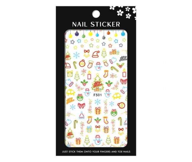 Stickere pentru decor unghii Lila Rossa, Craciun, Revelion, pentru iarna, f501