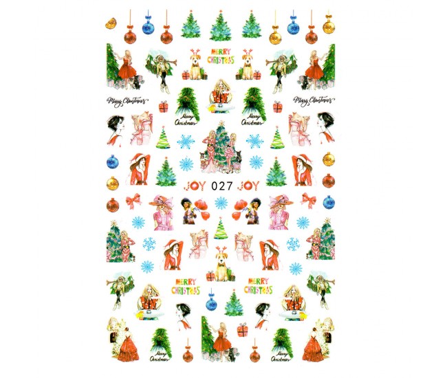 Sticker Lila Rossa pentru decor unghii, Craciun Revelion si iarna, nail art xf027