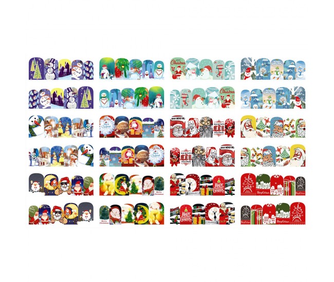 Set stickere nail art Lila Rossa, pentru Craciun, Revelion si iarna, 24 buc, bn-989-992