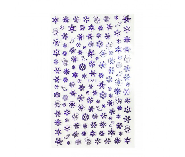 Stickere pentru decor unghii Lila Rossa, Craciun, Revelion, pentru iarna, f281-blue