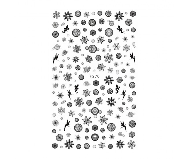 Stickere pentru decor unghii Lila Rossa, Craciun, Revelion, pentru iarna, f270-black
