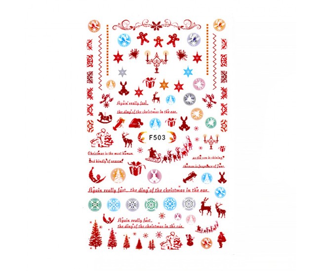 Stickere pentru decor unghii Lila Rossa, Craciun, Revelion, pentru iarna, f503