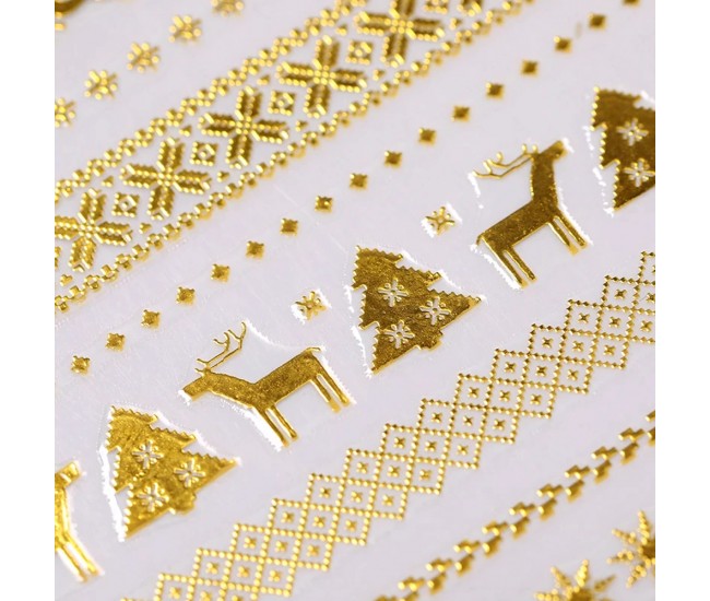 Stickere pentru decor unghii Lila Rossa, Craciun, Revelion, pentru iarna, f598-gold