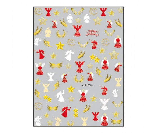Sticker nail art Lila Rossa, pentru Craciun, Revelion si iarna, 15 x 9 cm, z-d3946