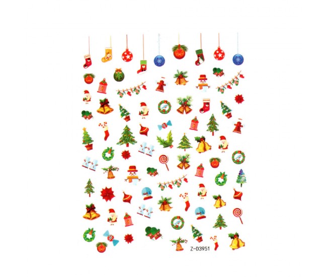 Sticker nail art Lila Rossa, pentru Craciun, Revelion si iarna, 15 x 9 cm, z-d3951