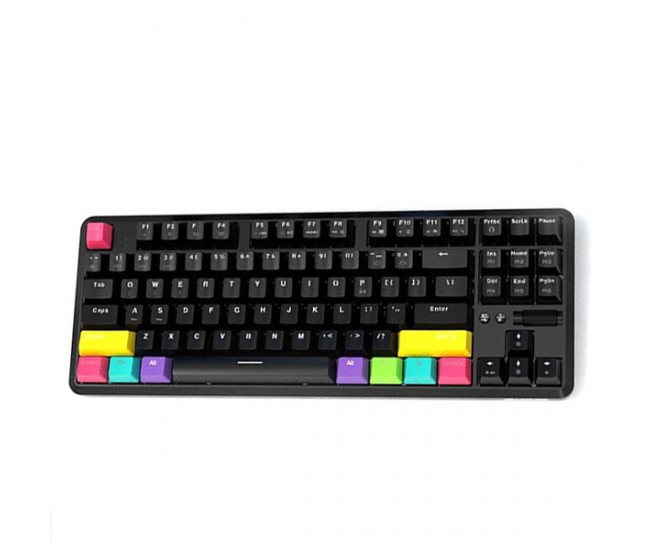 Tastatura Ajazz K870T, 87 de taste, cu fir si Bluetooth, reincarcabila, tastatura mecanica, RGB backlit, neagra