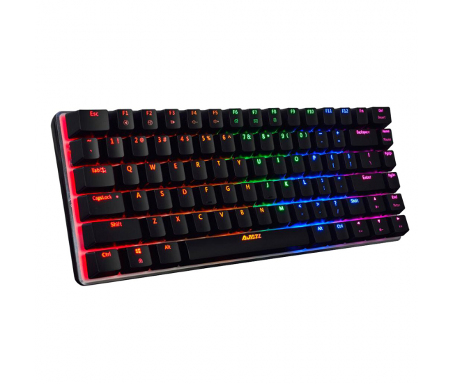 Tastatura gaming AJAZZ cu fir, 82 taste, iluminare din spate, RGB, Cablu USB, Neagra