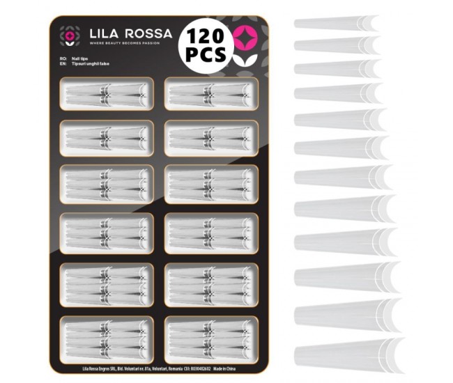Tipsuri unghii false 100 buc, Lila Rossa, Natur, KG113