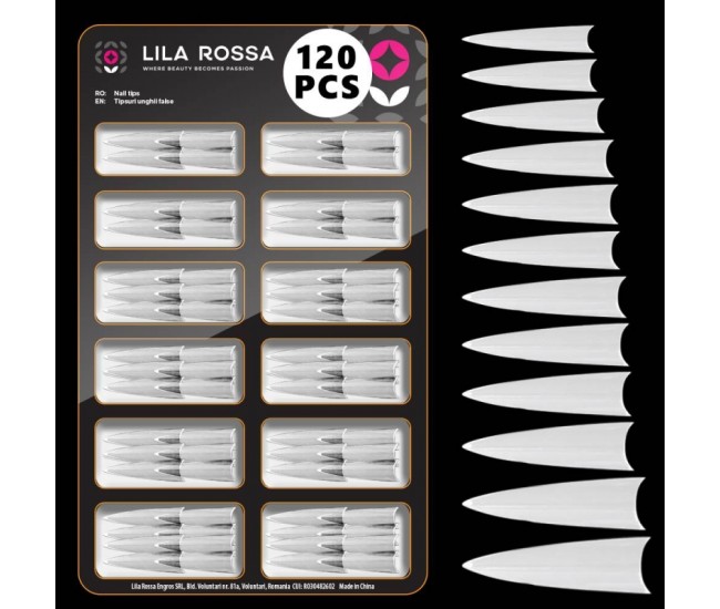 Tipsuri unghii false 100 buc, Lila Rossa, Natur, KG114