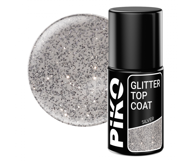 Top coat Piko, Glitter Top, 7 ml, Silver