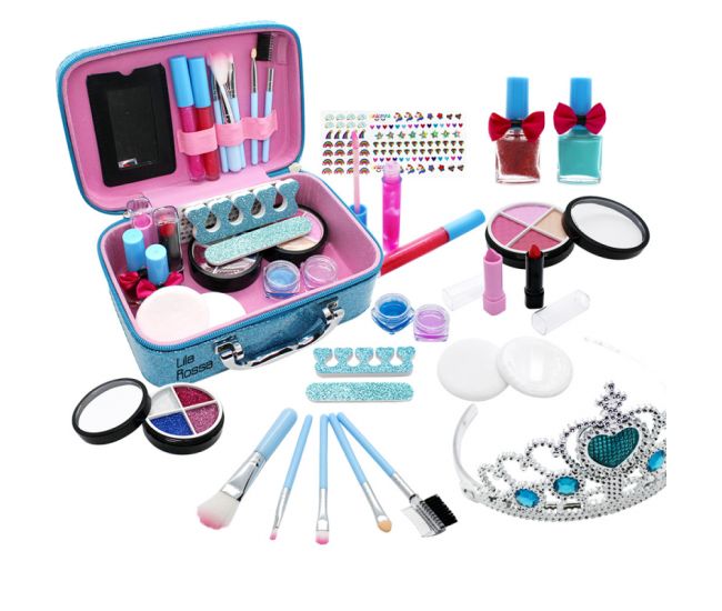 Trusa beauty Hi Lila Rossa girls, makeup copii si unghii, solubile in apa, machiaj printesa, copii de peste 8 ani