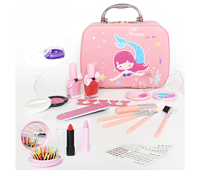Trusa beauty Hi Lila Rossa girls, makeup copii si unghii, solubile in apa, machiaj sirena, copii de peste 8 ani