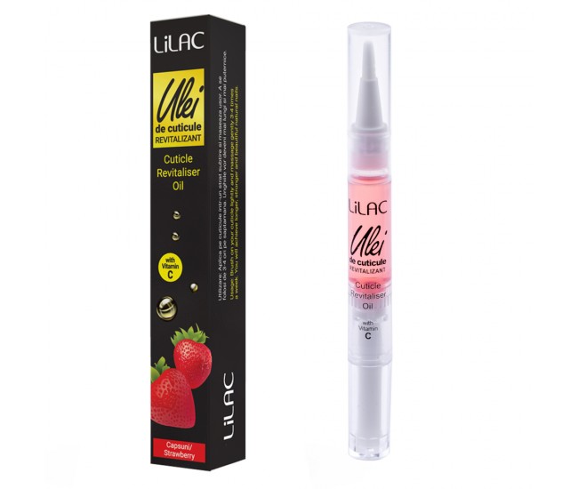 Ulei cuticule tip stilou, Lilac, aroma Strawberry, 3 ml