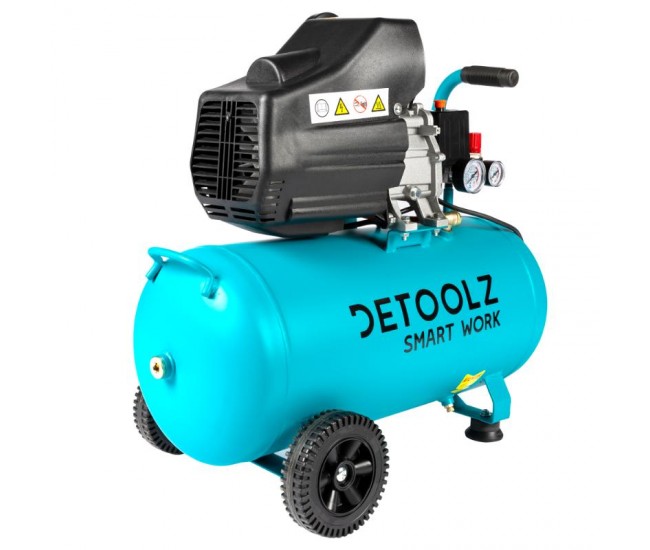 Compresor detoolz 50l cu ulei, 1680 w, debit 206l/min, 8 bar, 2 prize de aer