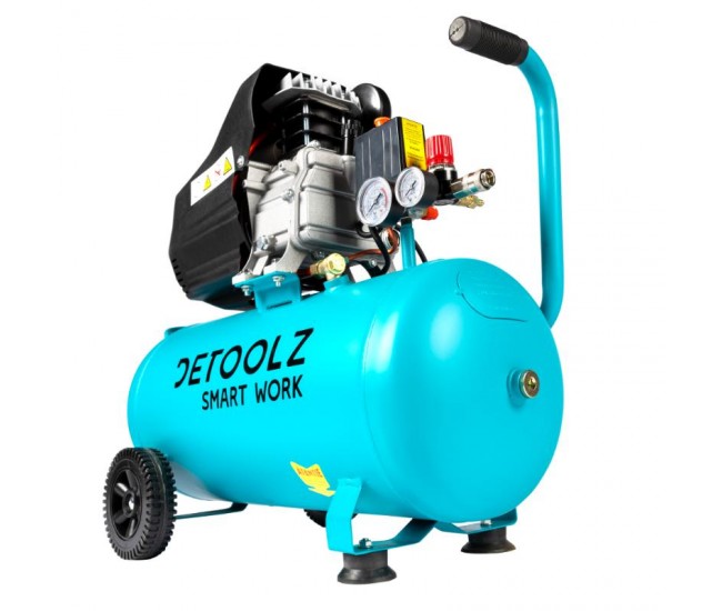 Compresor detoolz 50l cu ulei, 1680 w, debit 206l/min, 8 bar, 2 prize de aer